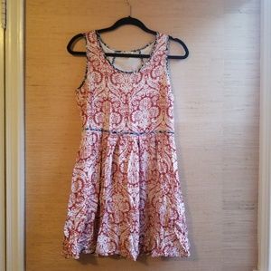 Patterned flowy dress.
